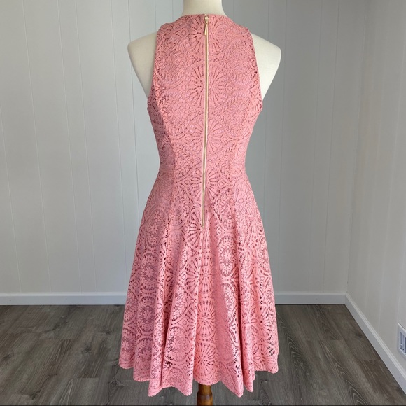 NWOT Erin Featherston High-Neck Pink Lace Dress 2 - Picture 7 of 8
